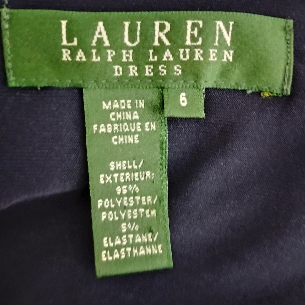 Navy Blue Knit Dress LAUREN Ralph Lauren Scoop Neck Cap Sleeve Size 6 - Picture 6 of 7